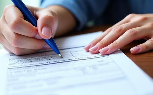 Persona rellenando un formulario de reclamación.